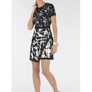 BCBG MaxAzria Raquel Asymmetrical Dress Black & White Size 4